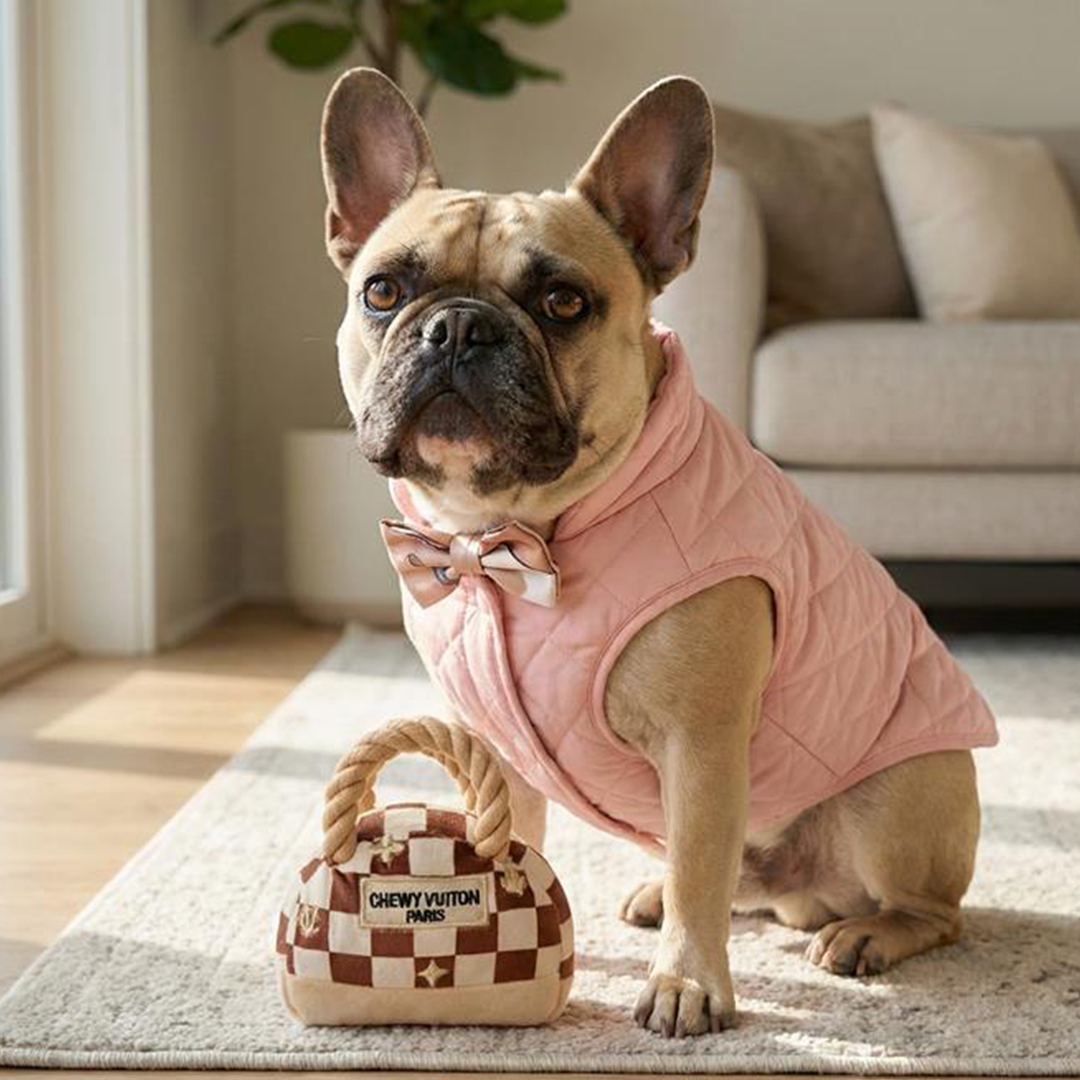 Chewy V Cream Designer Handbag Dog Toy