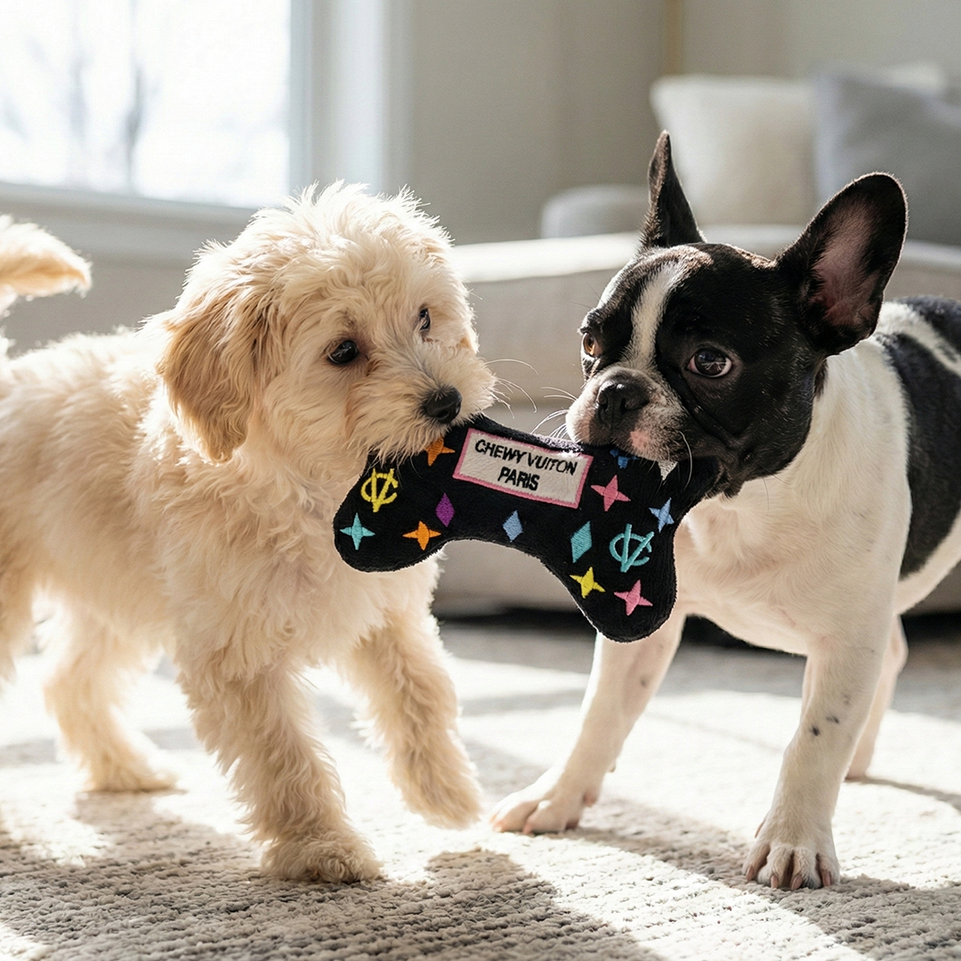 Chewy V Black Monogram Bone