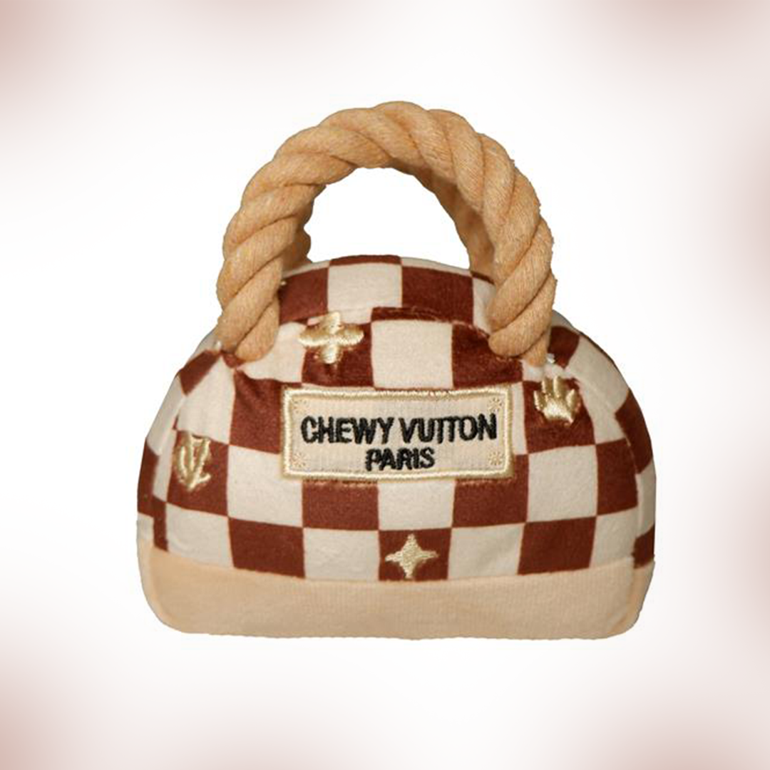 Chewy V Cream Designer Handbag Dog Toy