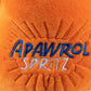 Plush dog toy shaped like an Apawrol Spritz cocktail glass with an orange slice and straw, featuring embroidered details. Soft squeaky novelty chew toy for pets.
