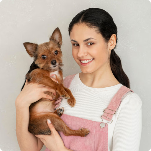 Woman with small dog